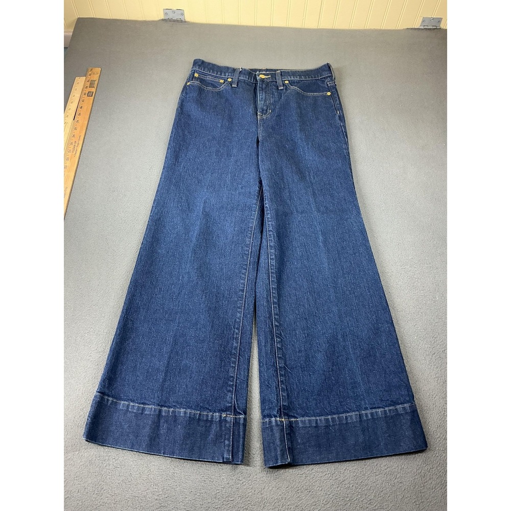J.CREW Jeans Womens 29P Blue Wide Leg High Rise RE-96-IDG 96 Denim Flare